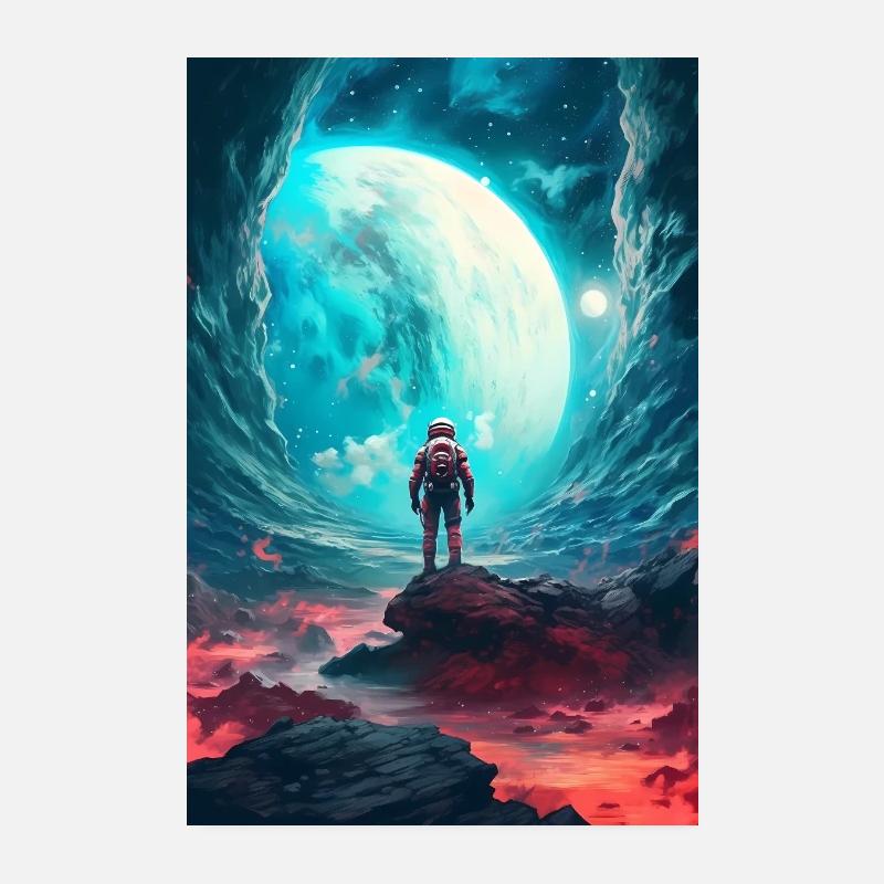 Astronaute Space Cosmonaut Rocket Planets Poster 20 x 30 cm