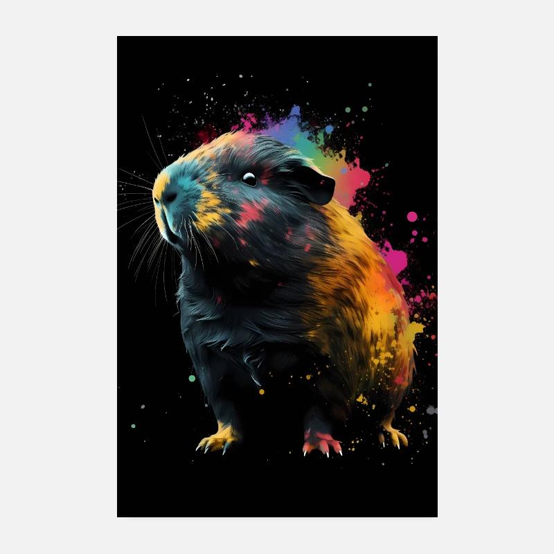 Guinea Pig Silhouette Poster 20x30 cm