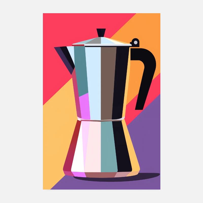 Machine à expresso colorée - Poster 20 x 30 cm - blanc
