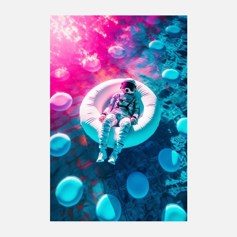Galaxy Swimming Pool - Poster 20x30 cm - Weiß