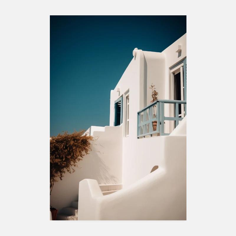 Santorin V1 - Poster 20x30 cm - Weiß
