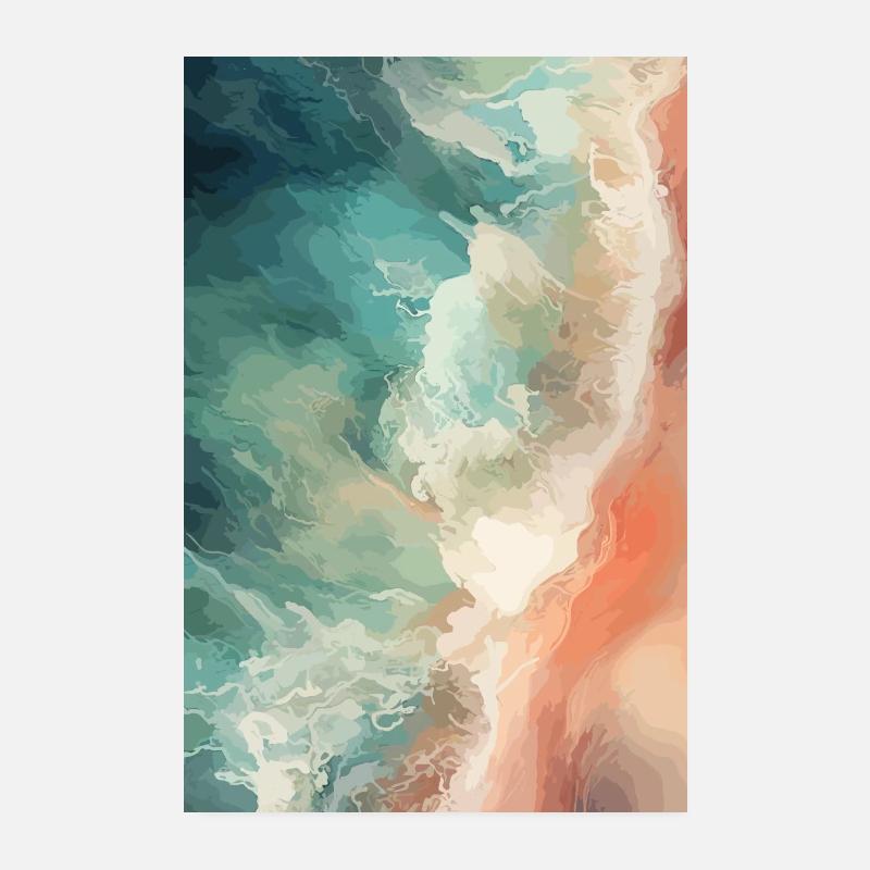 Strand Sommer Aquarell - Poster 20x30 cm - Weiß