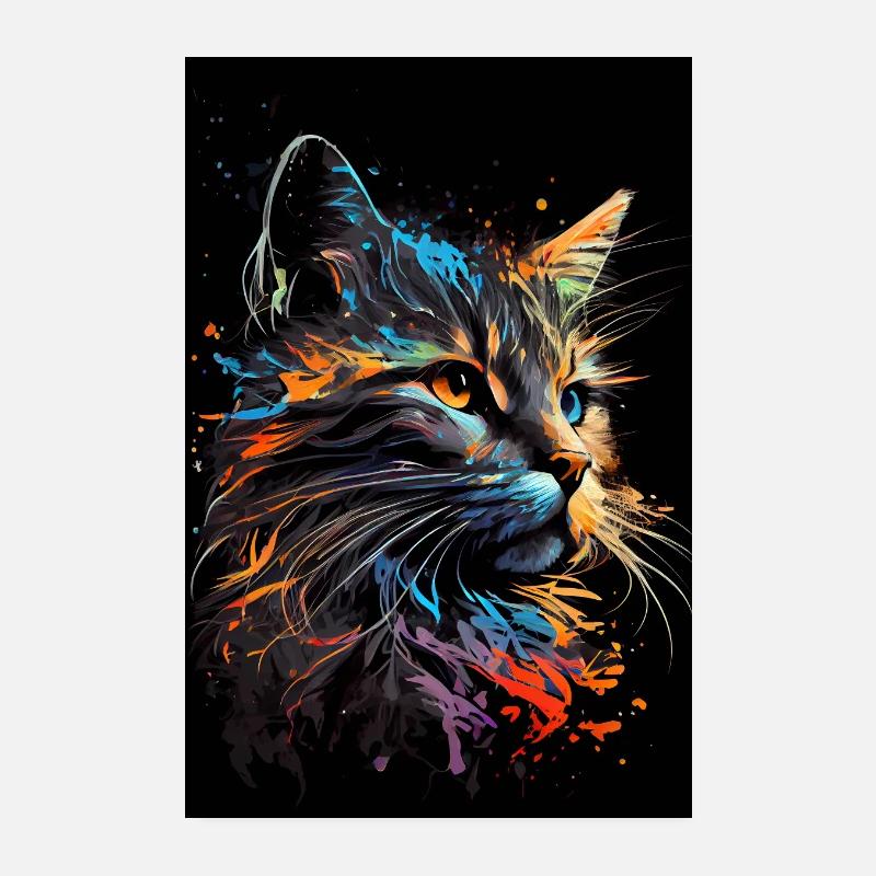 Abstract Cat Poster 20x30 cm