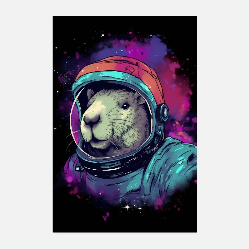 Capybara Astronaut Galaxy Poster 8" x 12" (20x30 cm)
