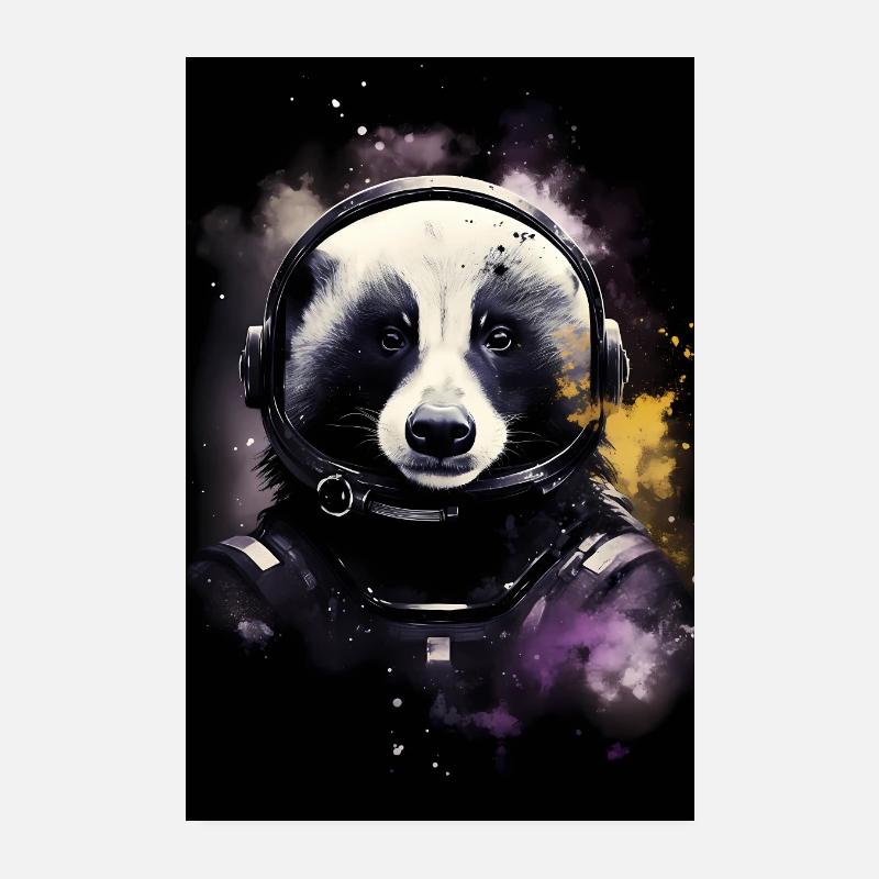 Honey Badger Astronaut Poster 20x30 cm
