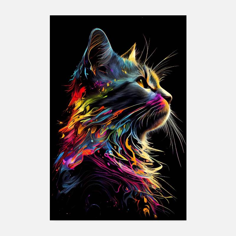 Abstract Cat - Poster 20x30 cm - Weiß