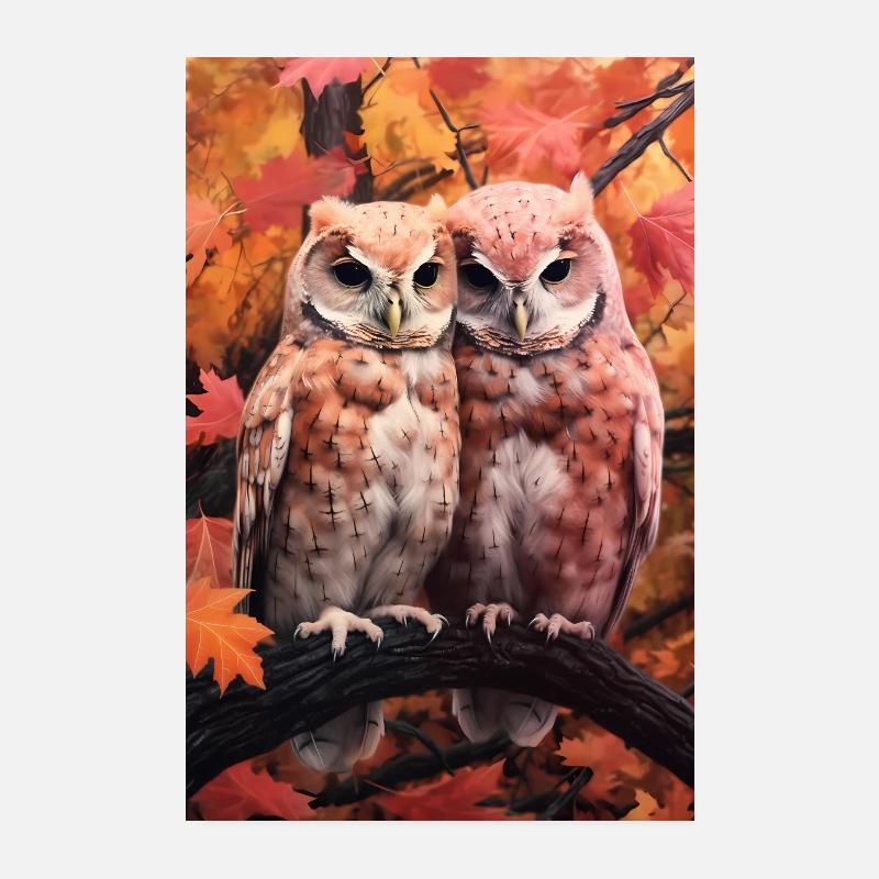 Eule Vogel Tier Eulen Cuddle Poster 20x30 cm