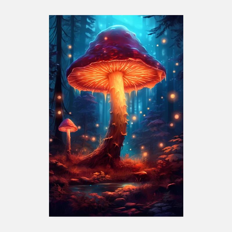 Mushroom Mushrooms Funghi Champignon Lighting Poster 8" x 12" (20x30 cm)