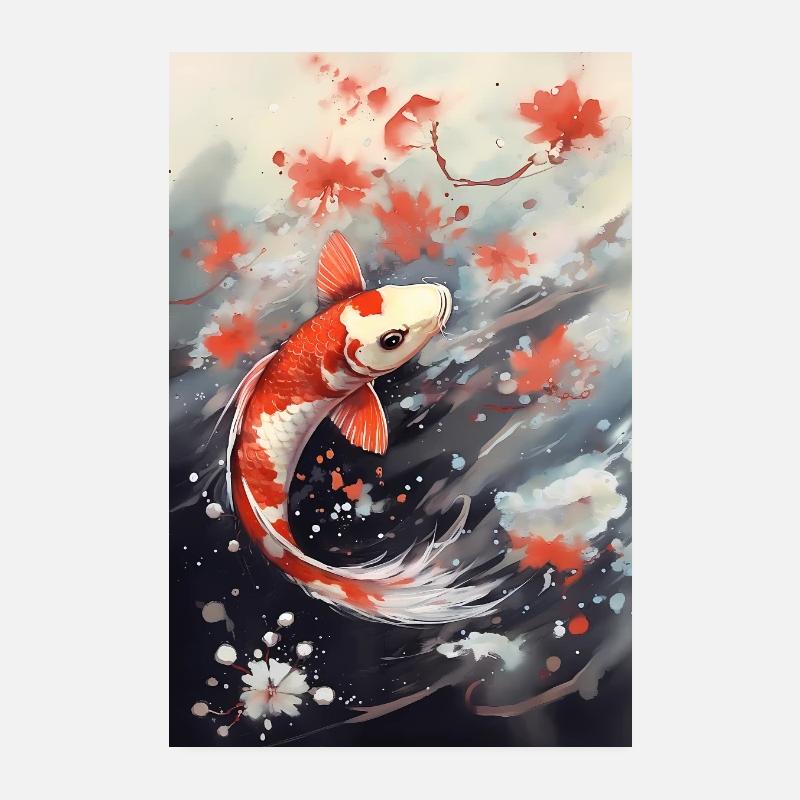 Koi Fish Carp Japan China Fish Fish Poster 8" x 12" (20x30 cm)