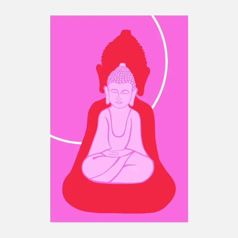 Buddha Poster pink red Poster 8" x 12" (20x30 cm)