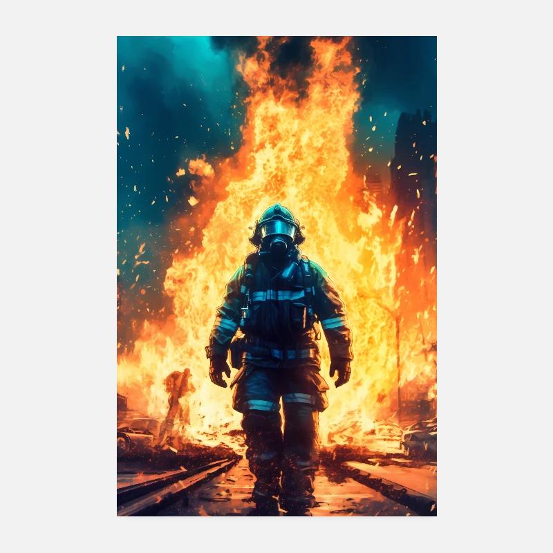Feuerwehrmann Fire - Poster 20x30 cm - Weiß