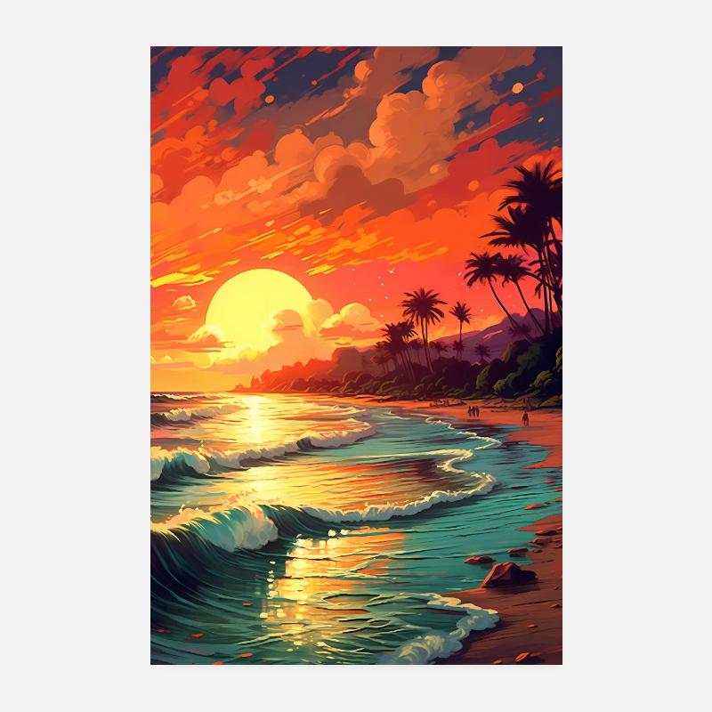 Urlaub Strand Urlauber Wave Poster 20x30 cm