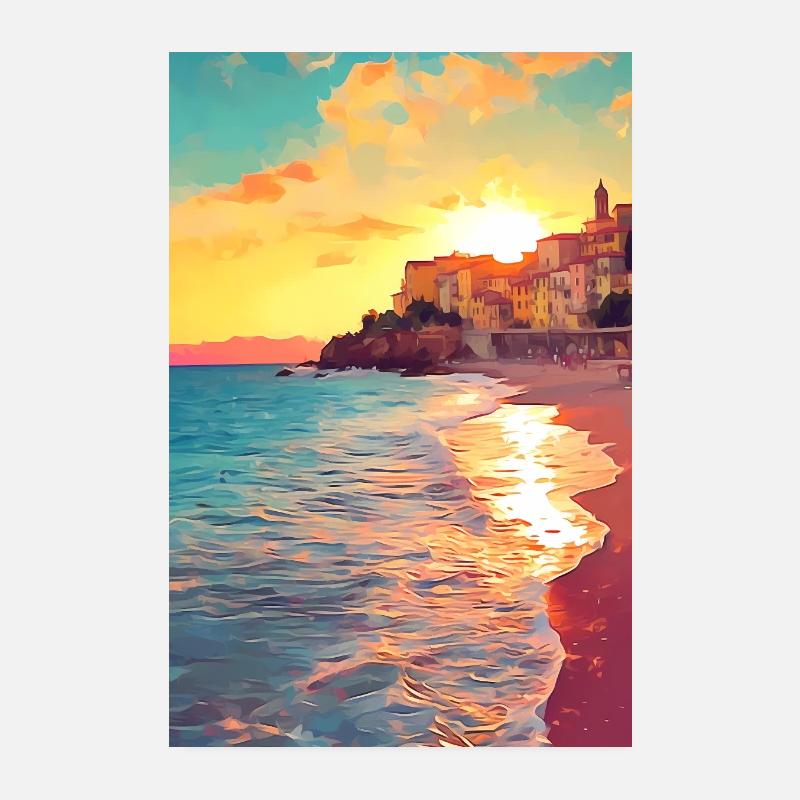 Urlaub Strand Urlauber Sunset Poster 20x30 cm