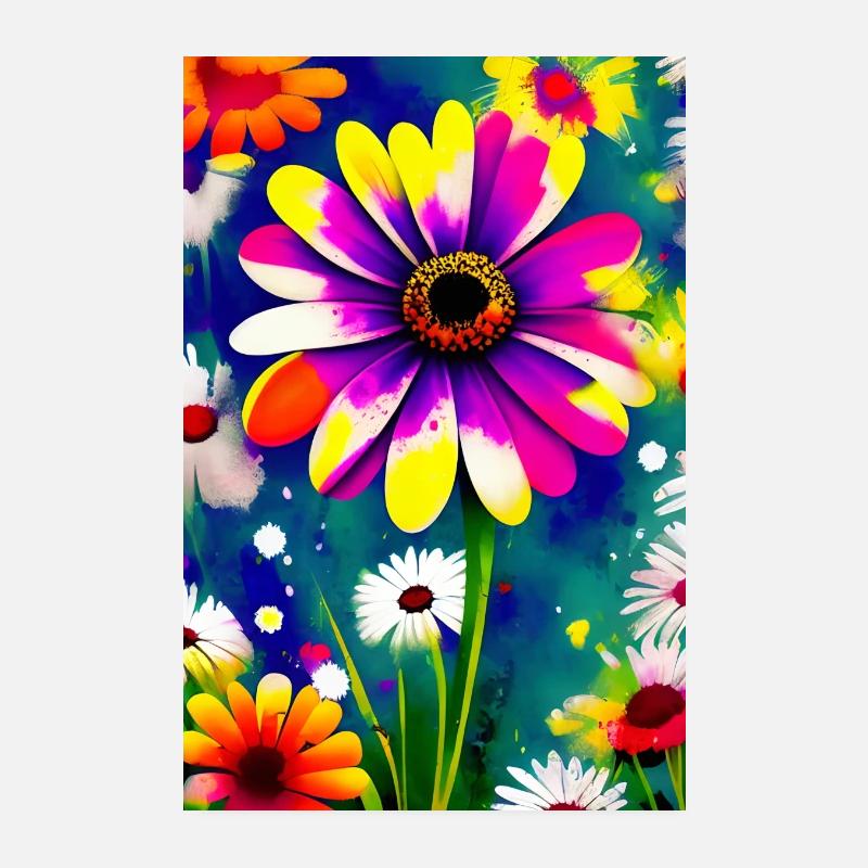 Une fleur abstraite élégante sur un lit de fleurs Poster 20 x 30 cm