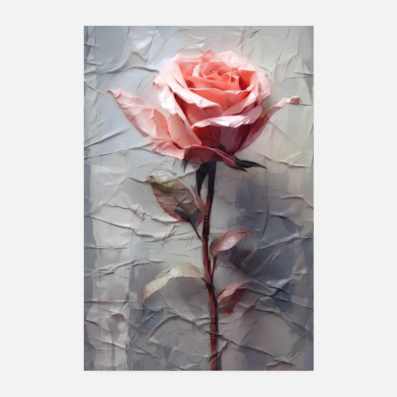 Rose - Poster 20x30 cm - Weiß
