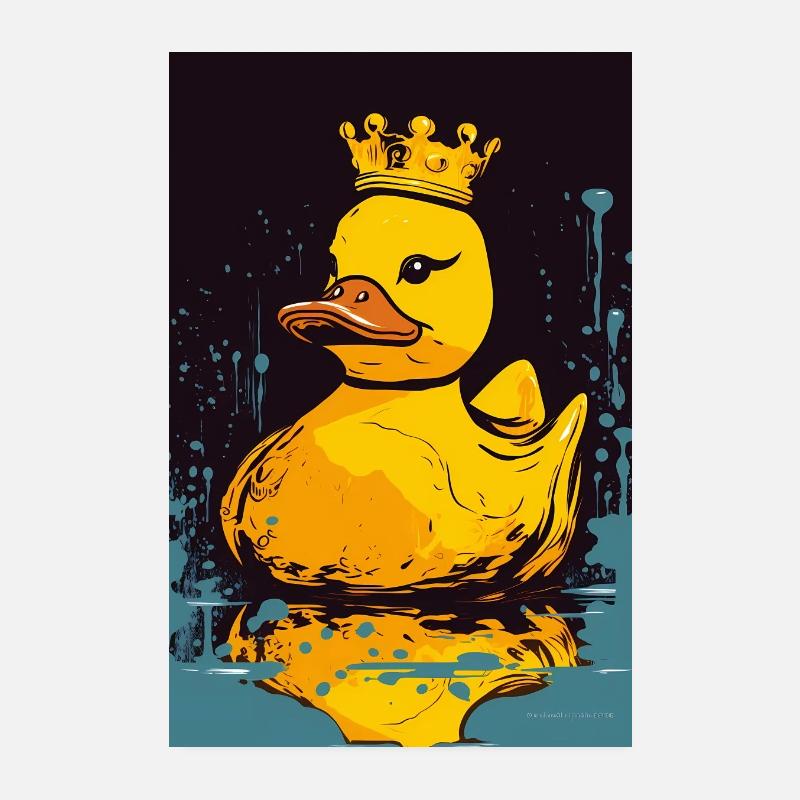 Rubber Duck With Crown Poster 20x30 cm