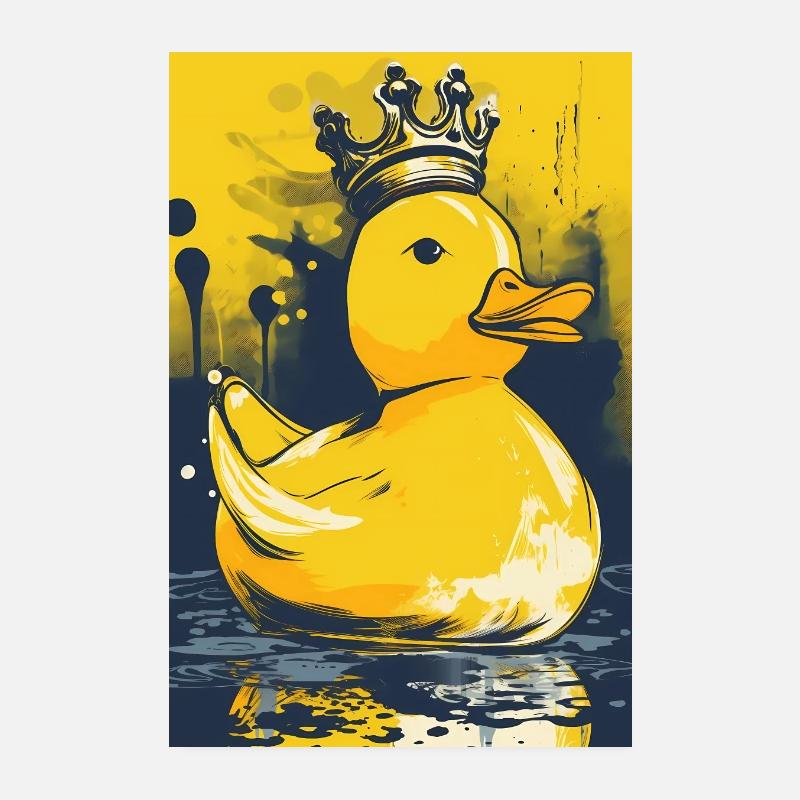 Rubber Duck With Crown Poster 20x30 cm