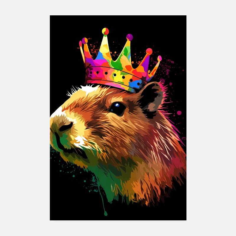 Capybara With Crown Poster 20x30 cm