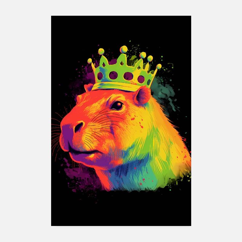 Capybara With Crown Poster 20x30 cm