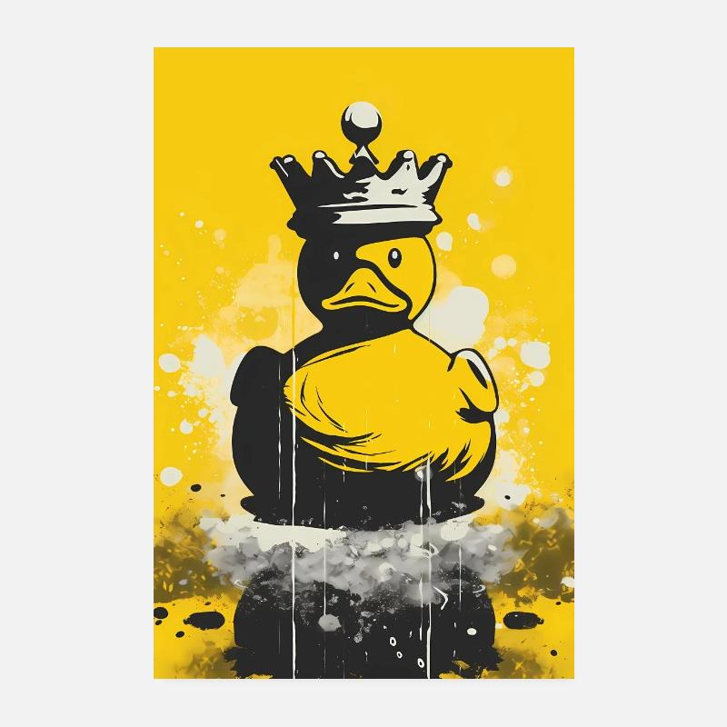 Rubber Duck With Crown Poster 20x30 cm