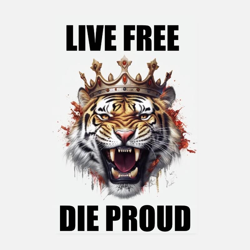 Majestätischer Brüllender Tiger mit Krone Poster 20x30 cm