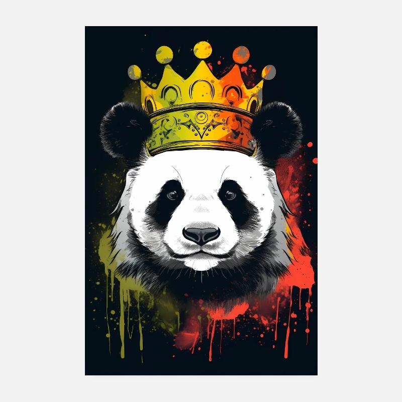 Panda With Crown Poster 20x30 cm