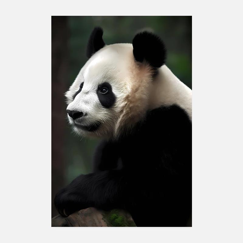 Panda Nature - Poster 20x30 cm - Weiß
