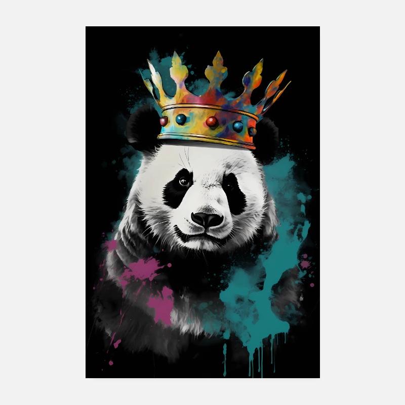 Panda With Crown Poster 20x30 cm