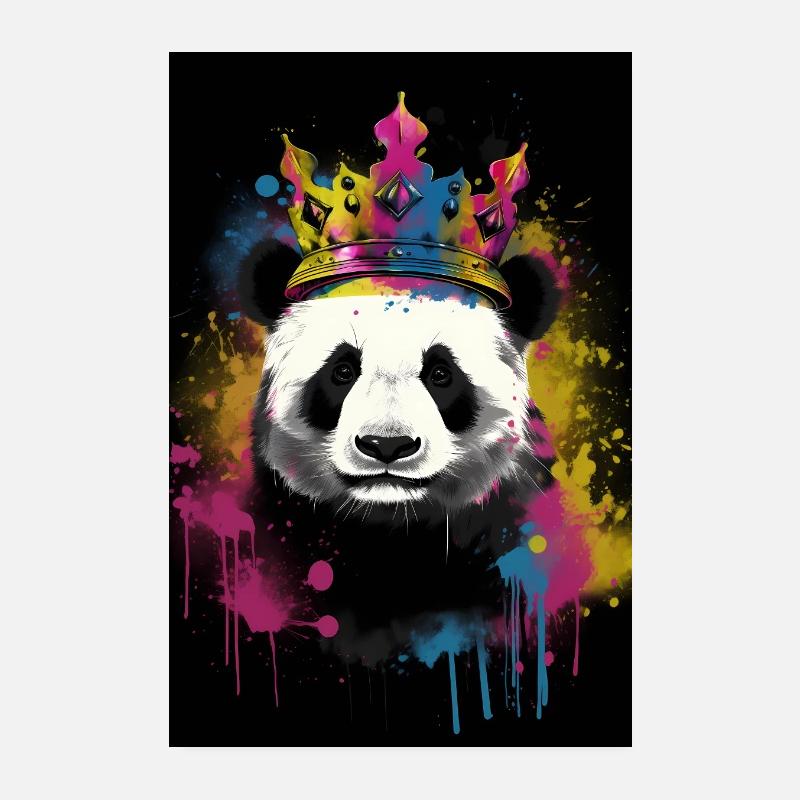 Panda With Crown Poster 20x30 cm