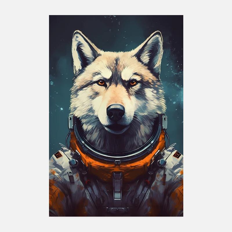 Wolf Wölfe Tier Jaulen Astronauts Poster 20x30 cm