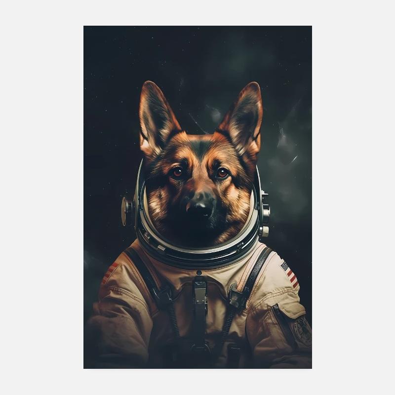 Deutscher Schäferhund Hund Malinois Astronaut Poster 20x30 cm