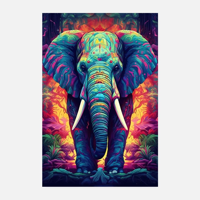 Elefant Tier Elefanten Zoo Colorful - Poster 20x30 cm - Weiß