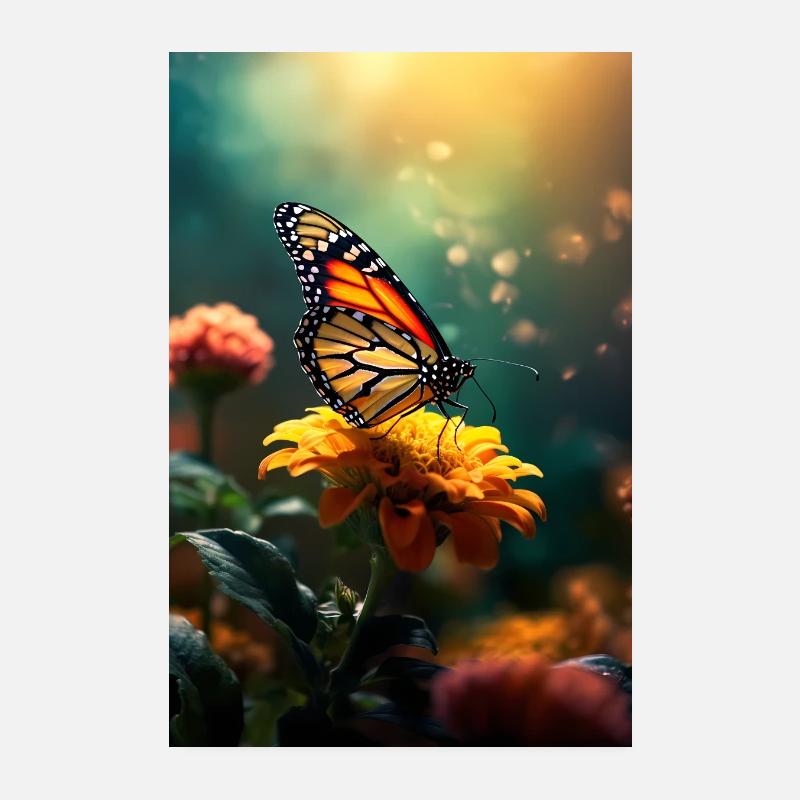 Papillon Monarque Papillon Papillons colorés Poster 20 x 30 cm