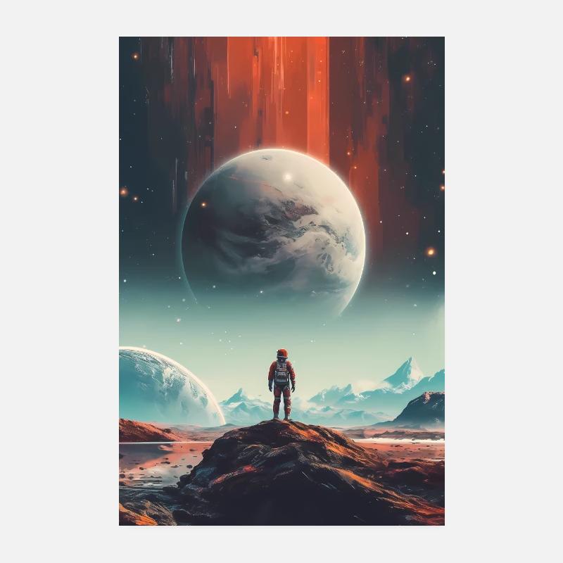 Astronaut Space Cosmonaut Rocket Space Poster 8" x 12" (20x30 cm)