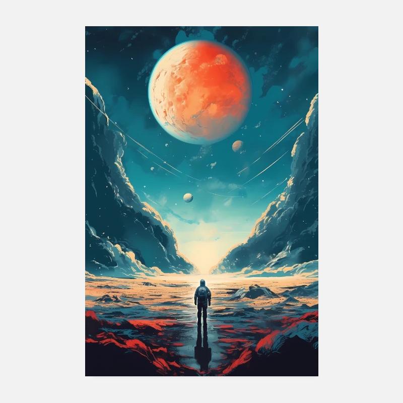 Astronaut Space Cosmonaut Rocket Planet Poster 8" x 12" (20x30 cm)