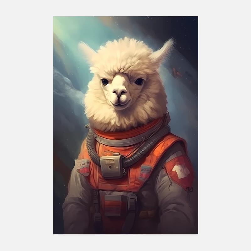 Alpaca Llama Astronaut Poster 8" x 12" (20x30 cm)
