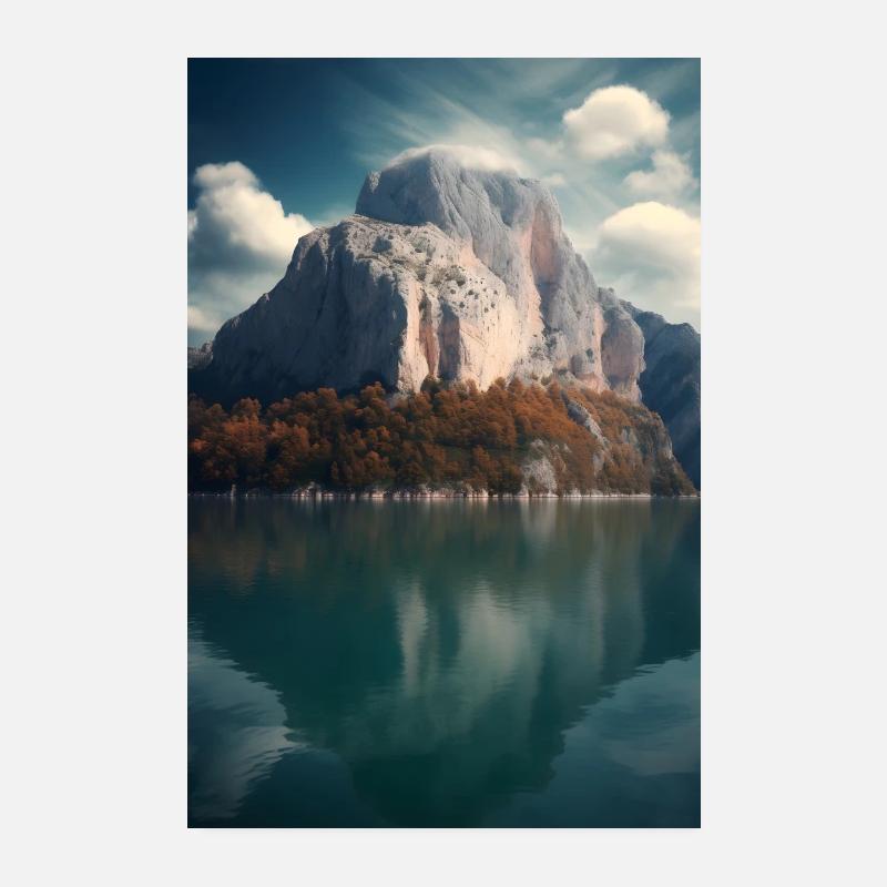 Wald See Nebel Poster 20x30 cm