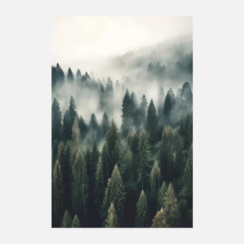 Brouillard forestier Poster 20 x 30 cm