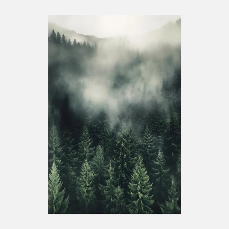 Brouillard forestier Poster 20 x 30 cm