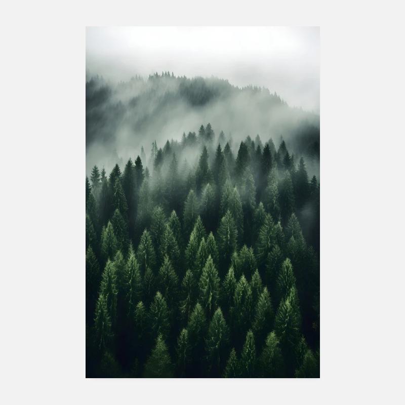Brouillard forestier Poster 20 x 30 cm