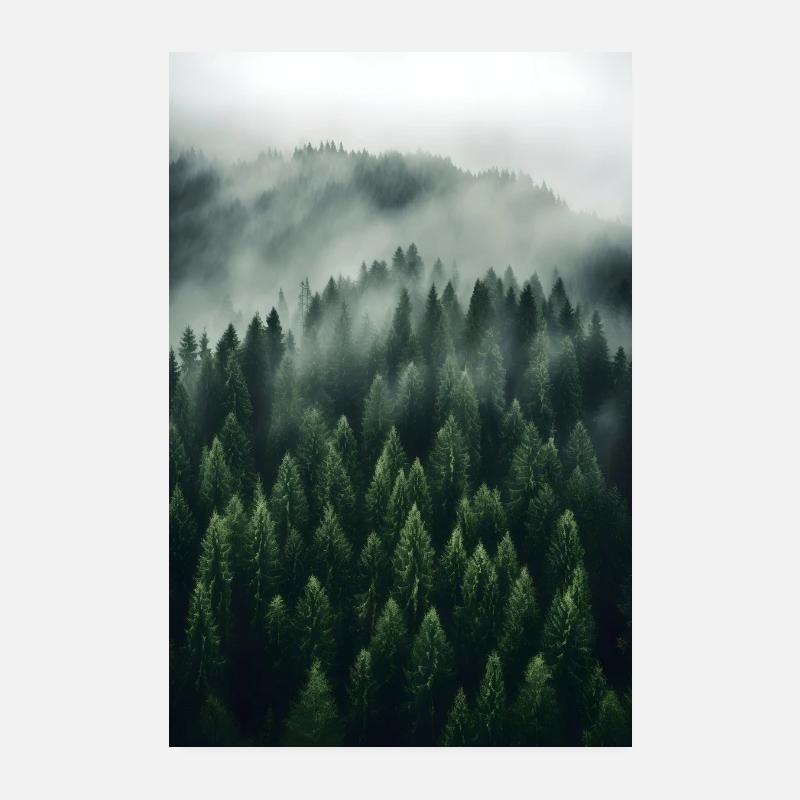 Wald Nebel Poster 20x30 cm