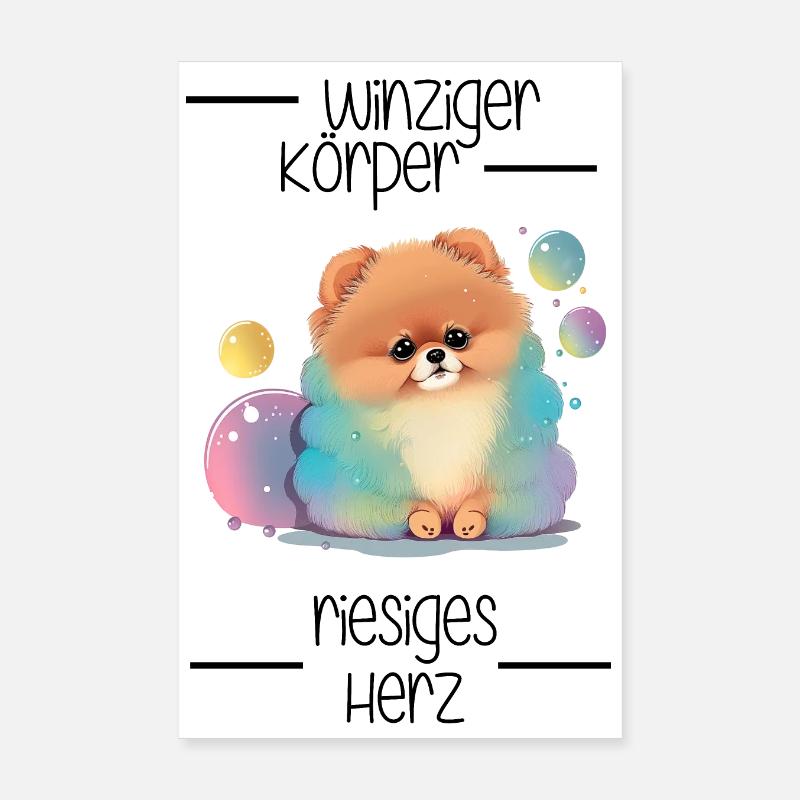 Zwergspitz Winziger Körper Riesiges Herz Poster 20x30 cm