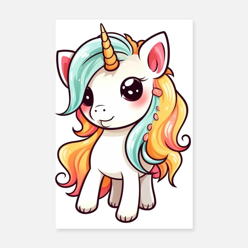 Licorne Dessin mignon Poster 20 x 30 cm