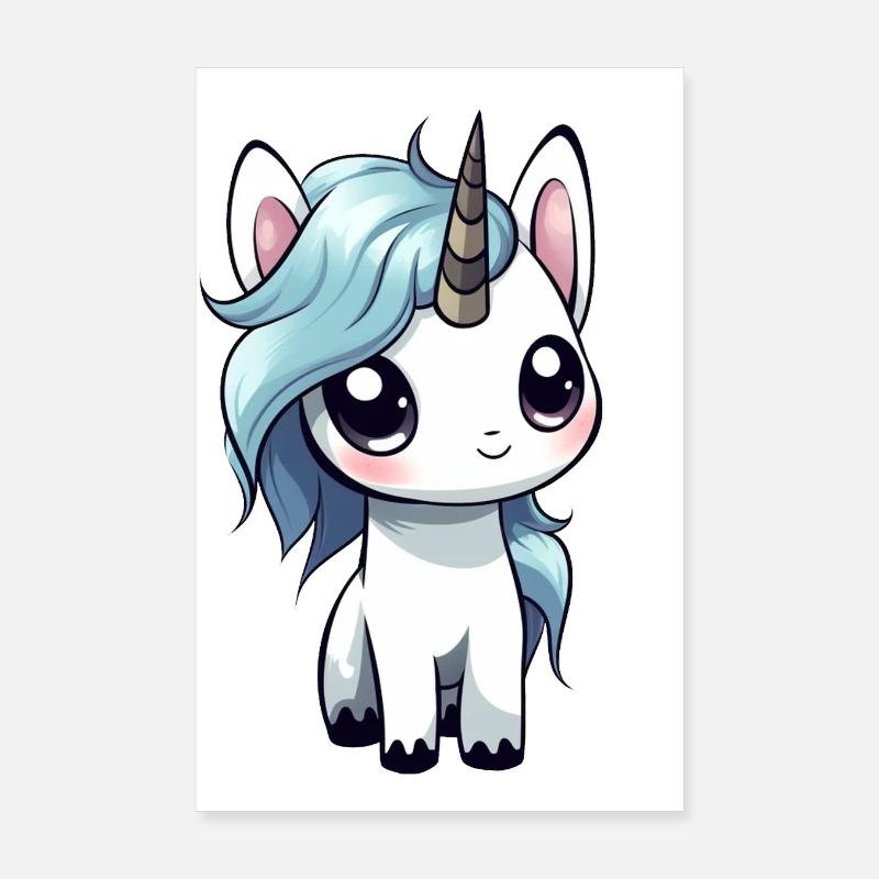 Licorne Dessin mignon Poster 20 x 30 cm