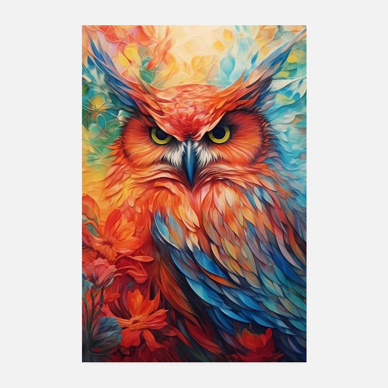 Eule Vogel Tier Eulen Colorful Poster 20x30 cm