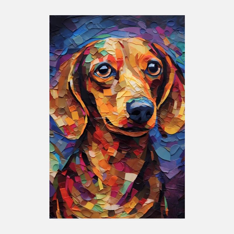 Teckel Chien Coloré Poster 20 x 30 cm