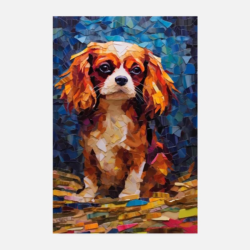 Charles Spaniel Chien coloré Poster 20 x 30 cm