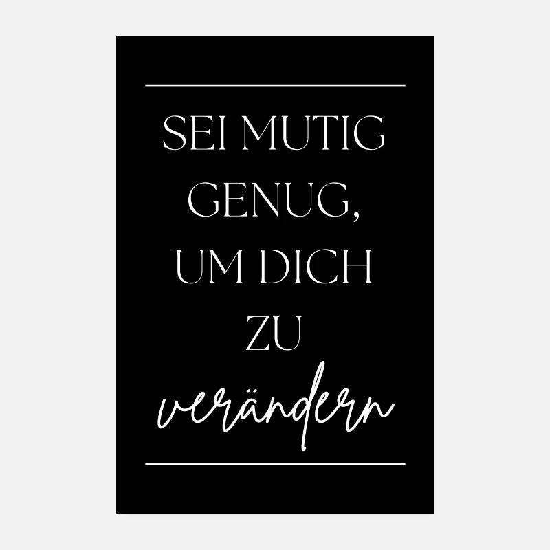 sei mutig POSITIVE EINSTELLUNG MINDSET Motivation - Poster 20x30 cm - Weiß