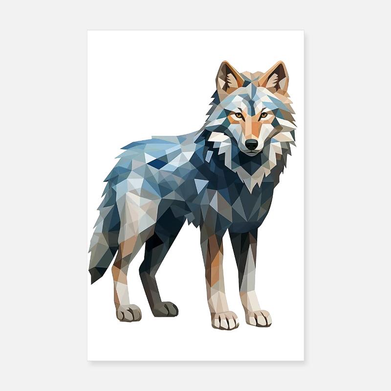 Dessin géométrique Wolf - Poster 20 x 30 cm - blanc