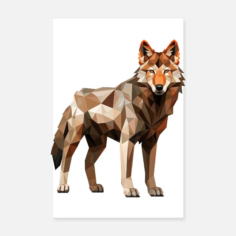 Dessin géométrique Wolf Poster 20 x 30 cm